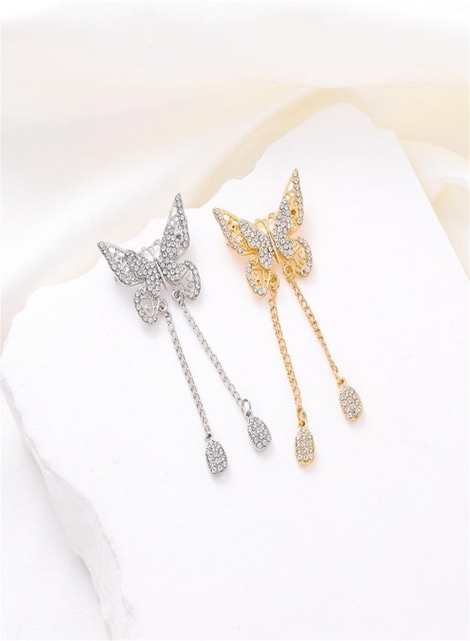 WCRAZYE Butterfly Brooch for Women Animal Insect Butterfly Brooch Pin Fashion Butterfly Rhinestone Brooch Pin Fashion Wedding Jewelry (Gold) - Image 5
